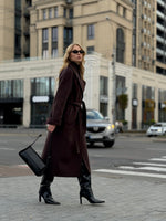 Emily Classic Wool Blend Overcoat in Rich Chocolate