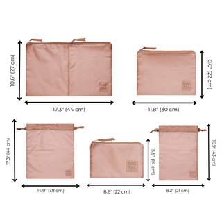 Compression Cubes & Packing Bags Set, 8-pack, Pink/Blush