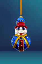 Bart Black Snowman Glass Ornament