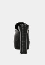 Bauhaus Croc Pattern Heeled Platform Mules