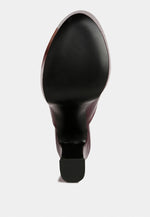 Bauhaus Croc Pattern Heeled Platform Mules