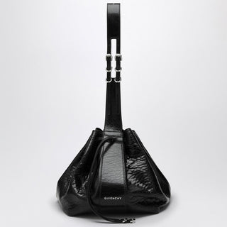 Pumpkin Medium Bag In Black Cracked Patent Leather - By Baano
