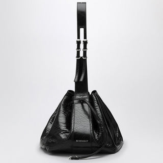 Pumpkin Medium Bag In Black Cracked Patent Leather - By Baano