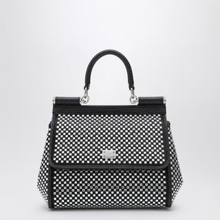 Black Sicily Medium Handbag With Crystals - By Baano
