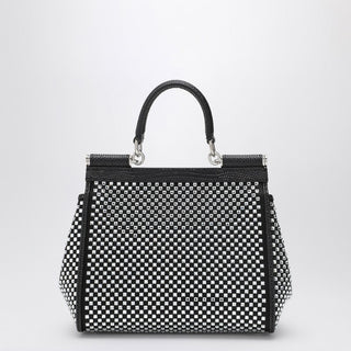 Black Sicily Medium Handbag With Crystals - By Baano