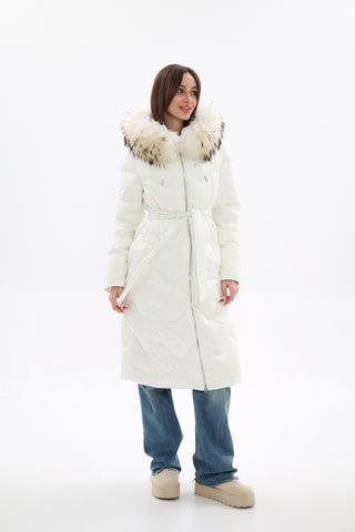 Genuine Fur Trim Down Fill Coat - By Baano