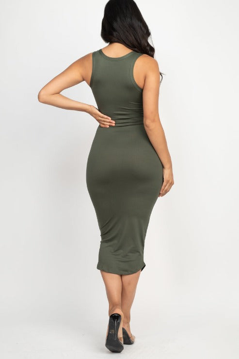 Split Neck Tank Midi Dress (CAPELLA)