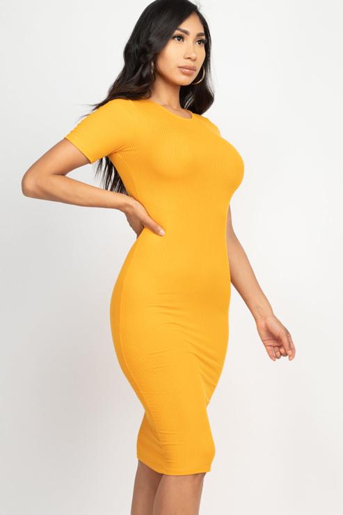 Ribbed Bodycon Midi Dress (CAPELLA)