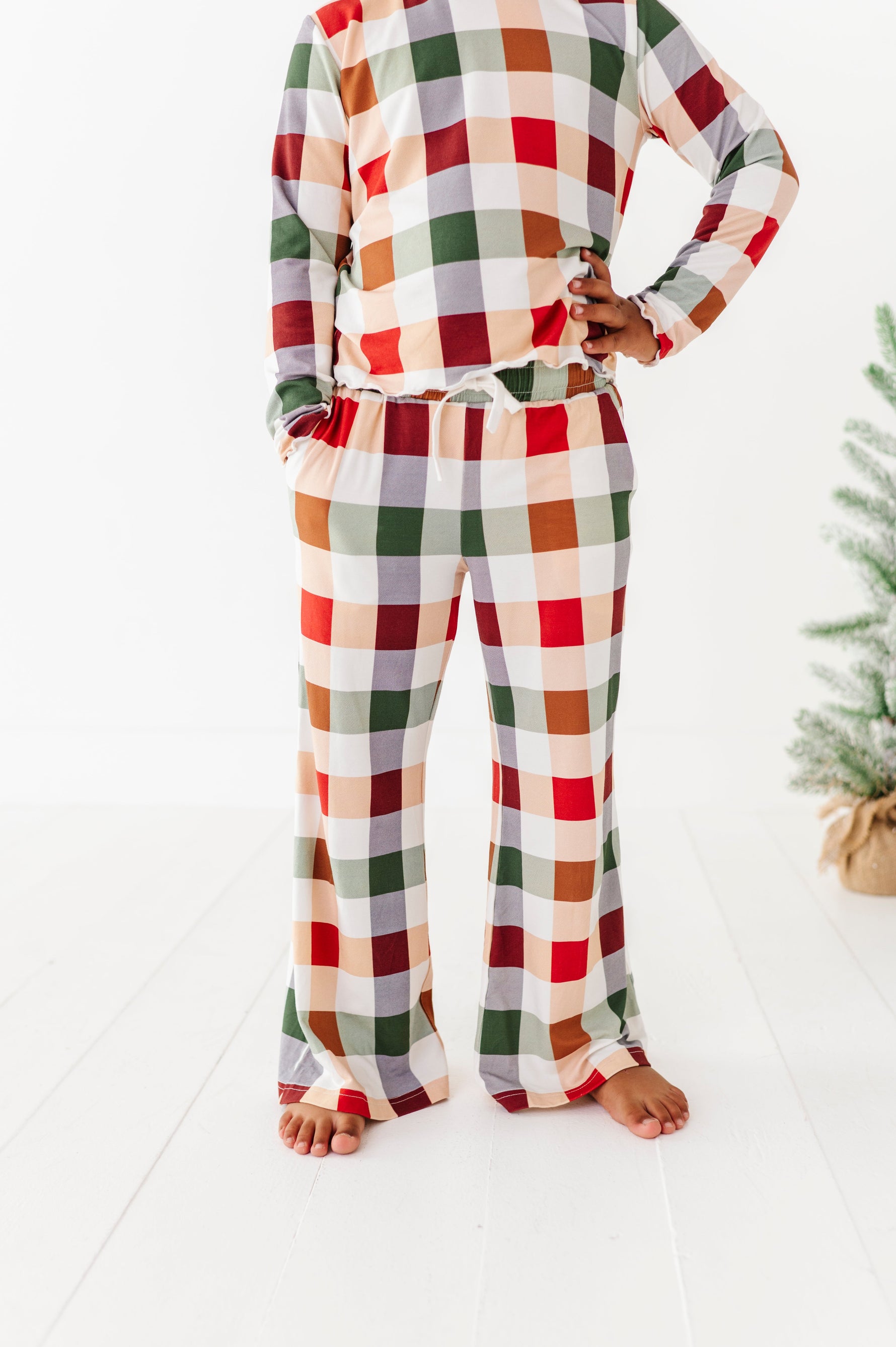Holiday Plaid | GIRLS WIDE-LEG SET - By Baano