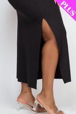 PLUS SIZE Ribbed Side Slit Long Cami Dress (CAPELLA)