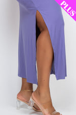 PLUS SIZE Ribbed Side Slit Long Cami Dress (CAPELLA)