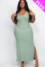 PLUS SIZE Ribbed Side Slit Long Cami Dress (CAPELLA)