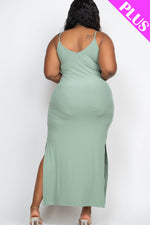 PLUS SIZE Ribbed Side Slit Long Cami Dress (CAPELLA)
