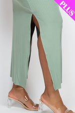 PLUS SIZE Ribbed Side Slit Long Cami Dress (CAPELLA)