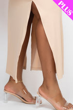 PLUS SIZE Ribbed Side Slit Long Cami Dress (CAPELLA)