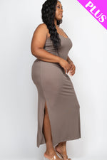 PLUS SIZE Ribbed Side Slit Long Cami Dress (CAPELLA)