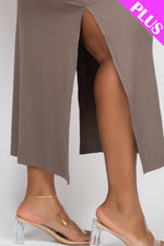 PLUS SIZE Ribbed Side Slit Long Cami Dress (CAPELLA)