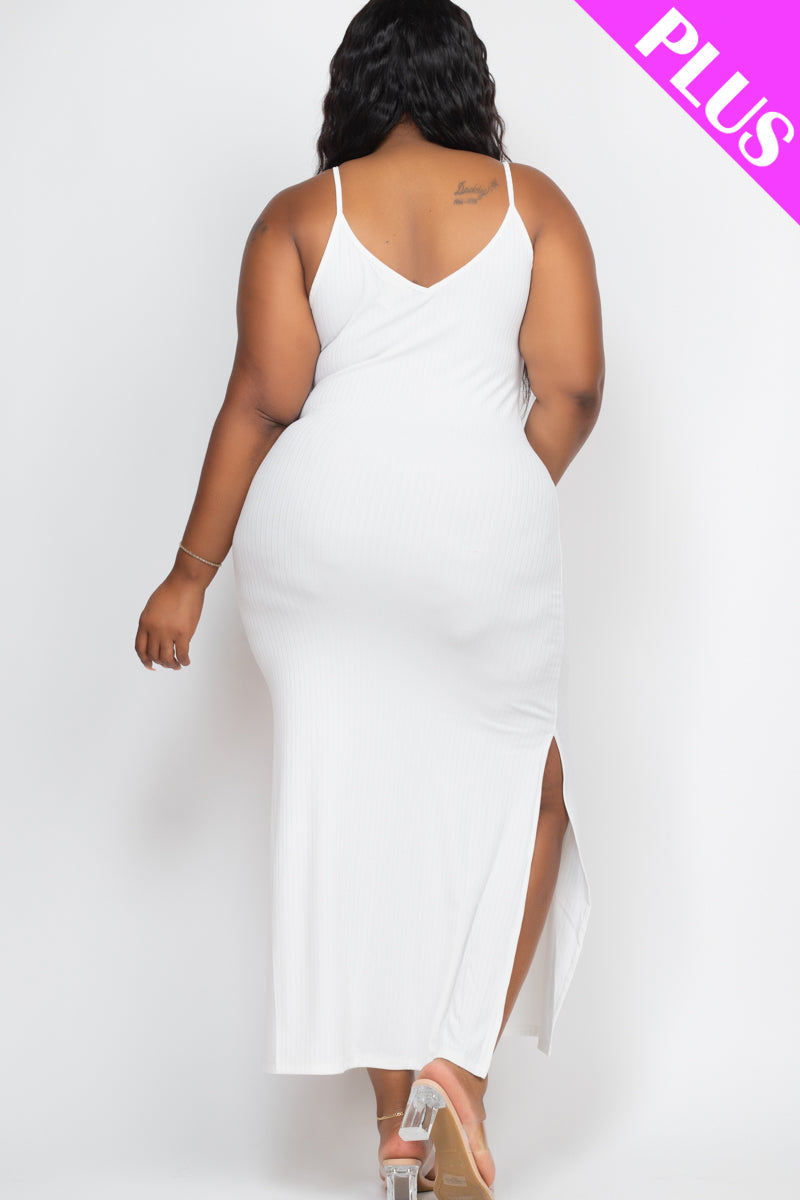 PLUS SIZE Ribbed Side Slit Long Cami Dress (CAPELLA)