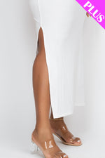 PLUS SIZE Ribbed Side Slit Long Cami Dress (CAPELLA)