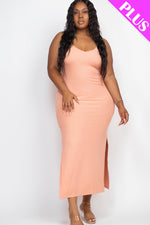 PLUS SIZE Ribbed Side Slit Long Cami Dress (CAPELLA)