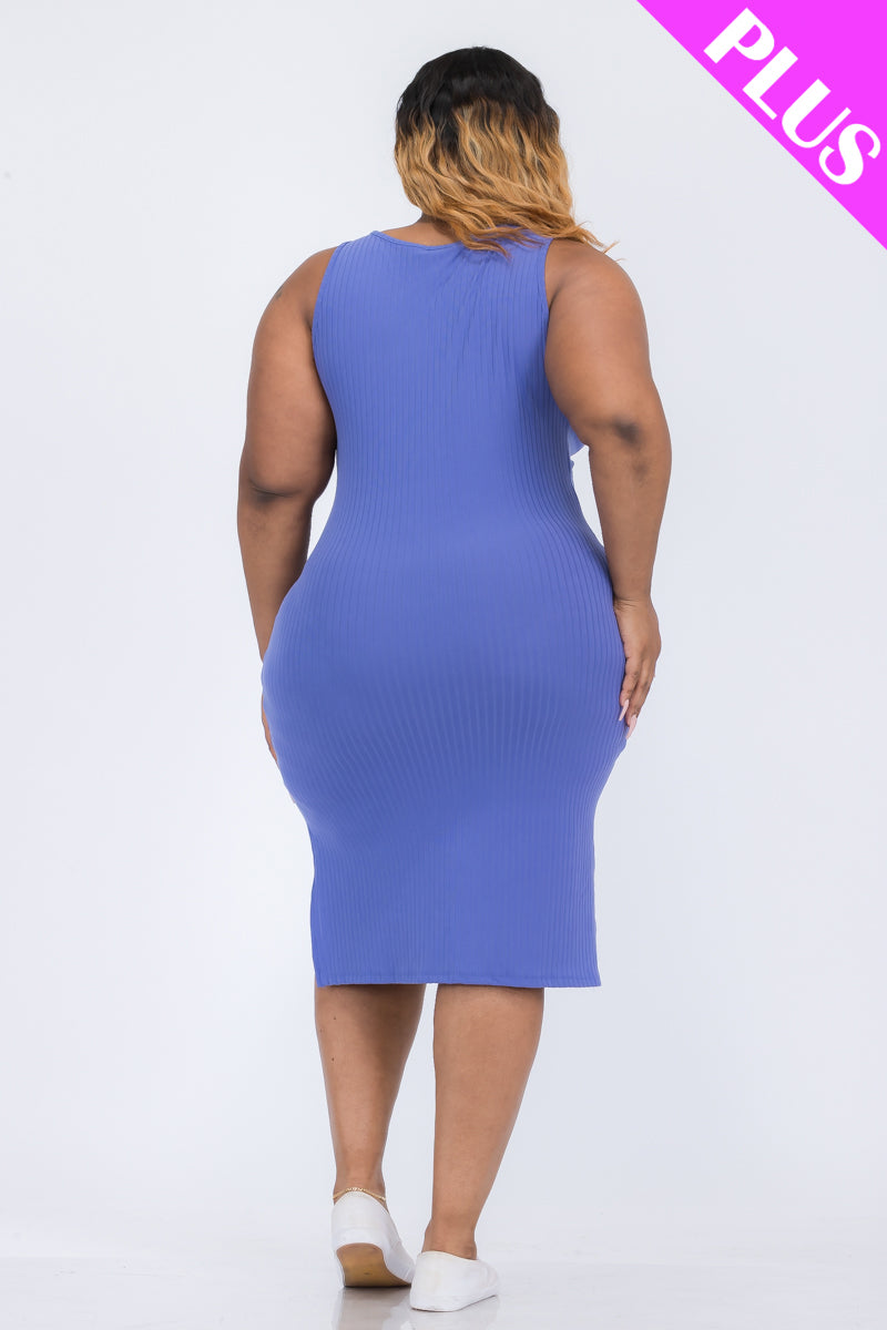 Plus Size Ribbed Side Slit Tank Dress (CAPELLA)