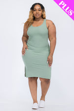 Plus Size Ribbed Side Slit Tank Dress (CAPELLA)