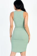 Casual Ribbed Split Neck Bodycon Dress (CAPELLA)
