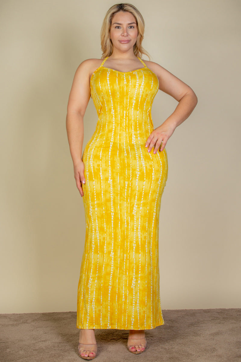 Plus Size Tie Dye Printed Cami Bodycon Maxi Dress (CAPELLA)