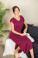 Hidden Pocket Batwing Sleeve V Neck Long Dress (CAPELLA)