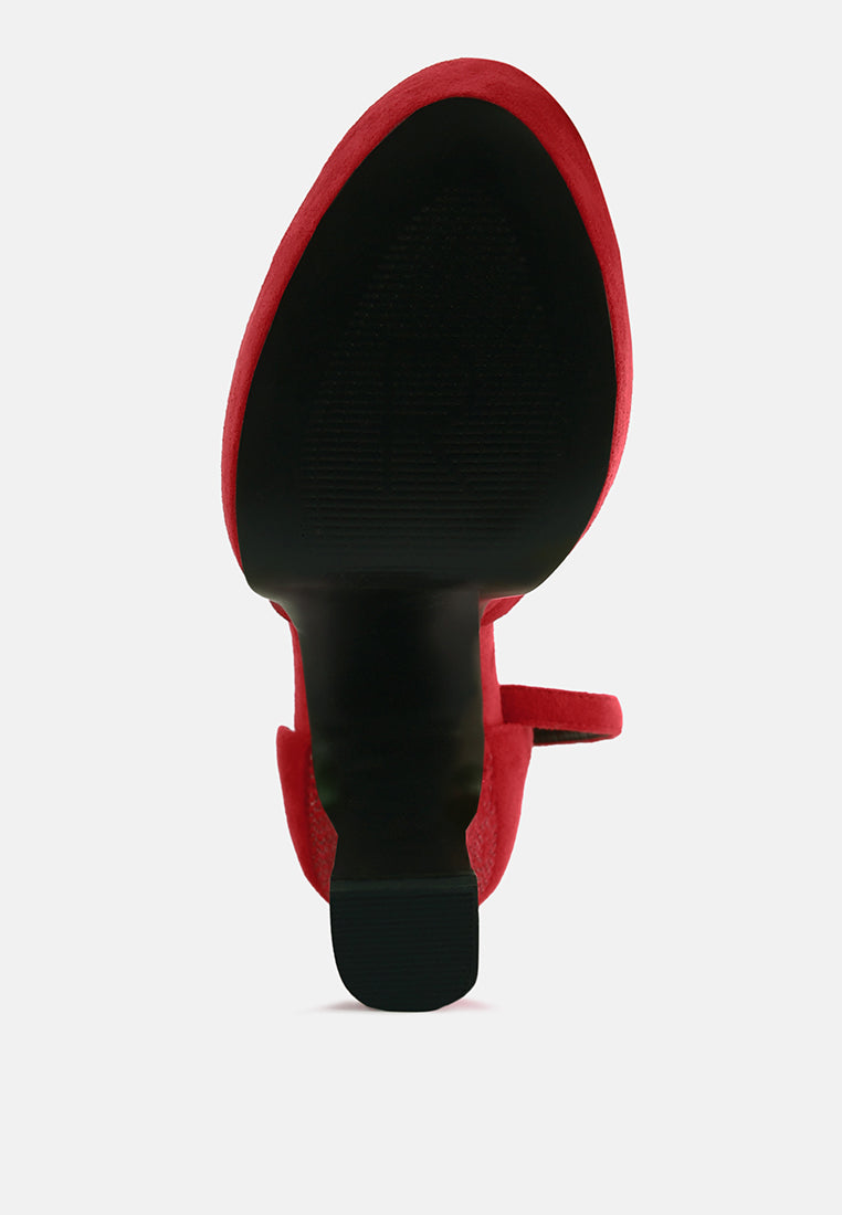 Beaty High Block Heeled Diamante Stud Sandals