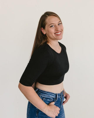 Crew Neck Elbow Sleeve Halftee - By Baano