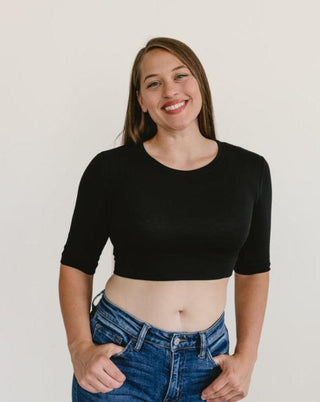 Crew Neck Elbow Sleeve Halftee - By Baano
