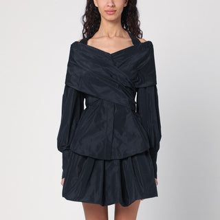 Black Blue Crossover Blouse - By Baano