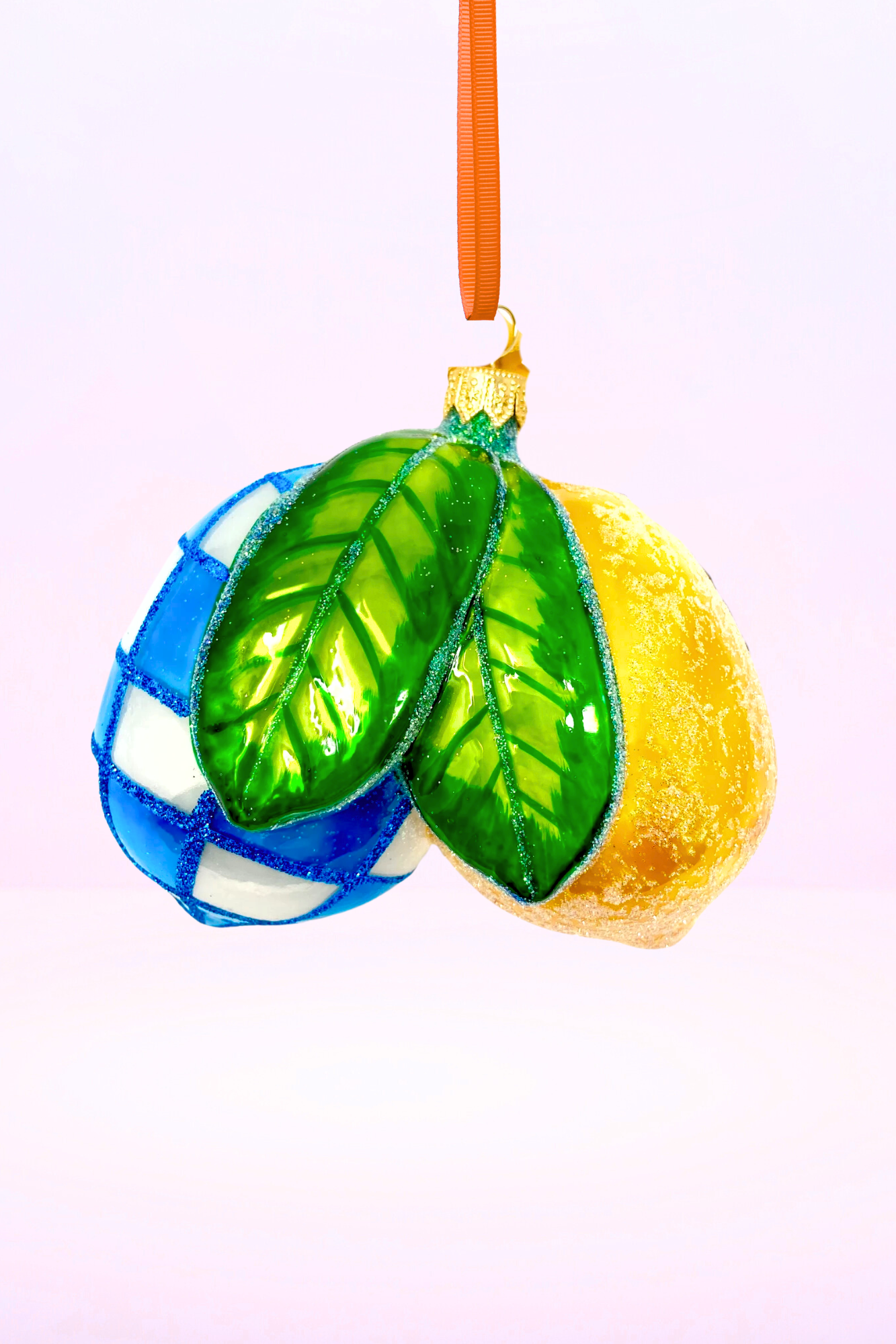 Blue Lemons Polish Glass Ornament