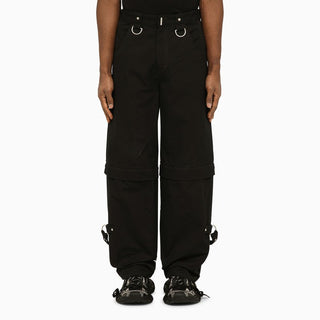Black trousers with removable bottoms