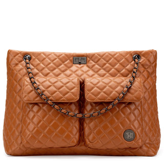 Diana Quilted Vegan Leather Weekender Tote Bag