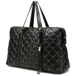 Diamond Quilted Vegan Leather Weekender Tote Bag Travellty