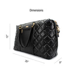Diamond Quilted Vegan Leather Weekender Tote Bag Travellty