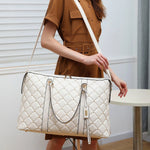 Diamond Quilted Vegan Leather Weekender Tote Bag Travellty