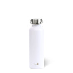 White w/ Silver Top Stainless Steel Water Bottle- 24 Oz