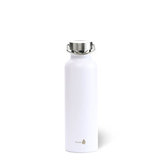 White w/ Silver Top Stainless Steel Water Bottle- 24 Oz