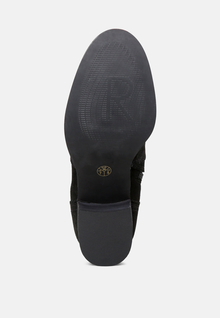 Bowie Stacked Heel Leather Boots