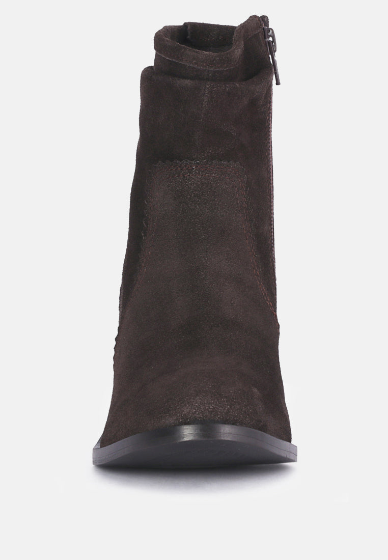Bowie Stacked Heel Leather Boots