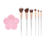 Frosted Snow Sparkle | 7 PC Makeup Brush & Cleaning Mat Set