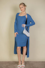 Ribbed Cardigan & Cami Midi Bodycon Dress (CAPELLA)