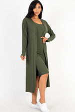 Ribbed Cardigan & Cami Midi Bodycon Dress (CAPELLA)
