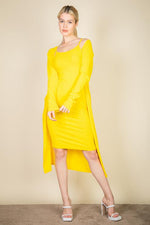 Ribbed Cardigan & Cami Midi Bodycon Dress (CAPELLA)