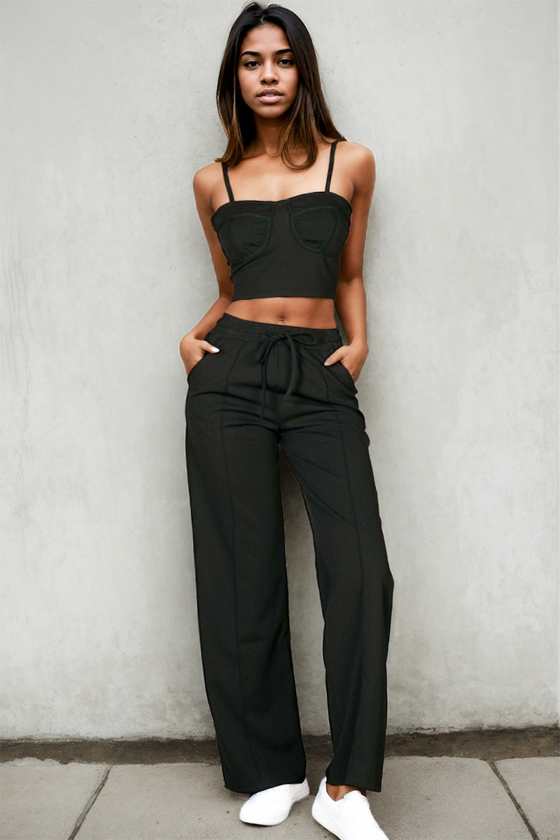 Bustier Crop Cami Top & Slant Pocket Straight Pants (CAPELLA)