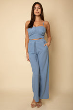 Bustier Crop Cami Top & Slant Pocket Straight Pants (CAPELLA)
