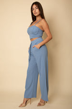 Bustier Crop Cami Top & Slant Pocket Straight Pants (CAPELLA)